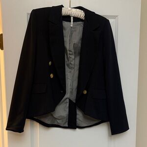 Nordstrom Elegant Black Blazer with Gold Buttons